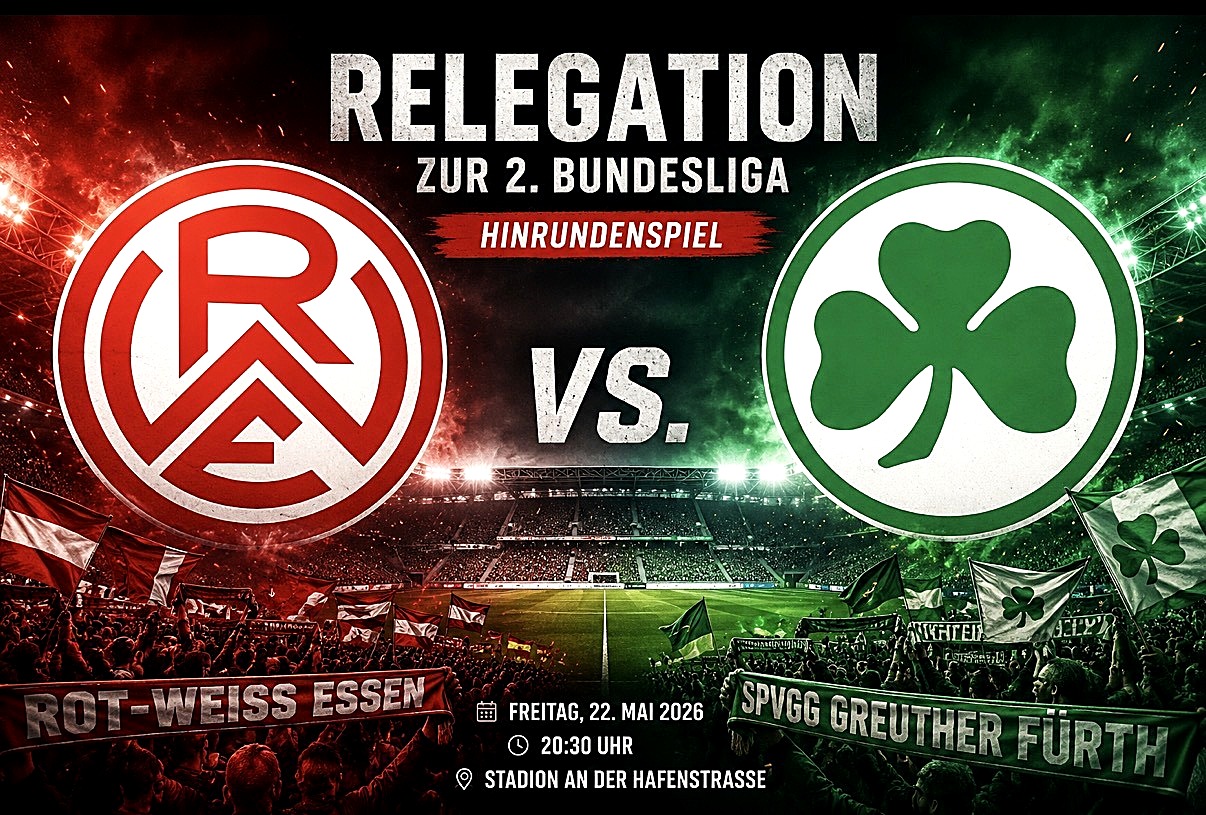 Spannung pur: Relegation zwischen Rot-Weiss Essen und Greuther Fürth steht an